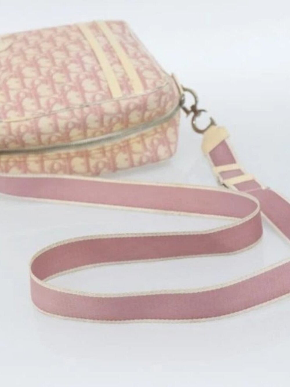 Christian Dior Trotter Canvas Shoulder Bag PVC Pink Silver Auth BA13409 - Picture 6 of 16